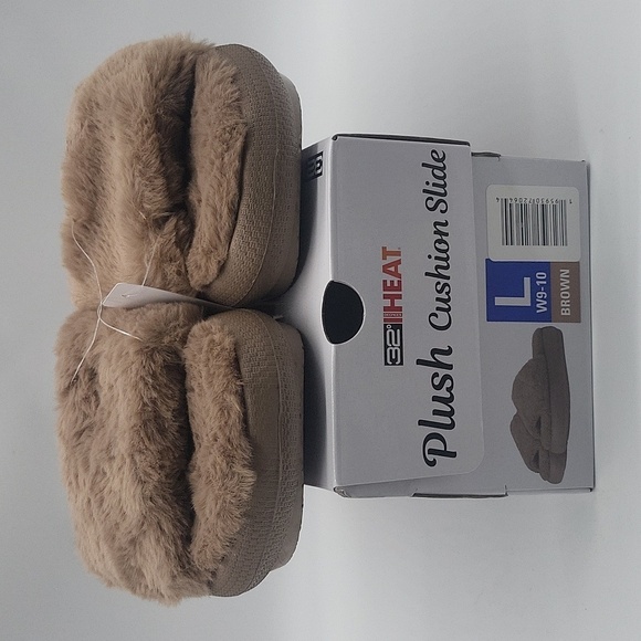 1981- 32 Degrees Heat Plush Cushion Slide Women's Size 9 - 10 Brown Color NWT - Picture 8 of 10
